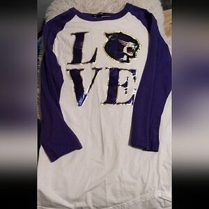 Purple and White Women's Raglan Shirt